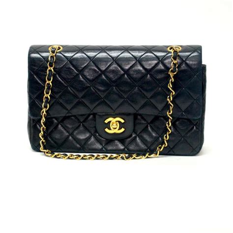 chanel 25cm black calf leather bag with gold hardware